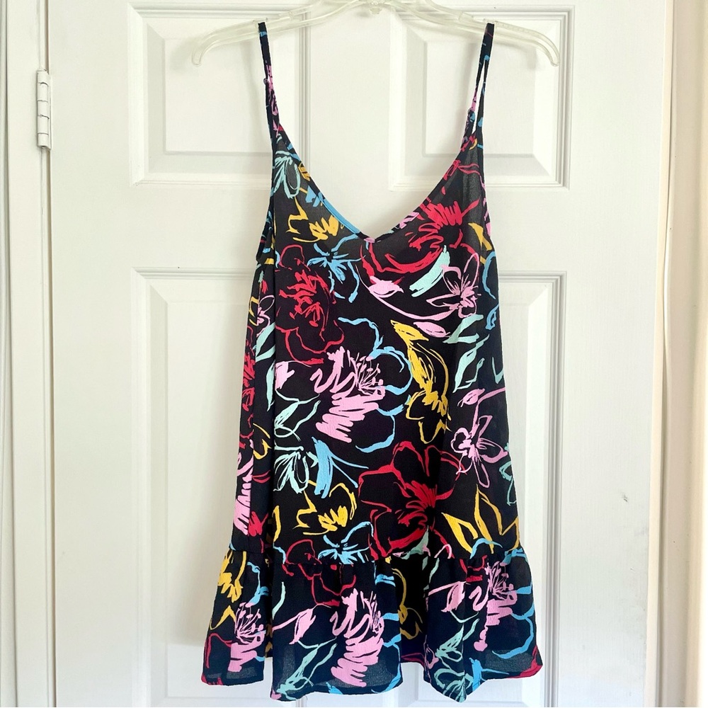 Hurley Painterly Floral Ruffle Hem Cover-up Dress